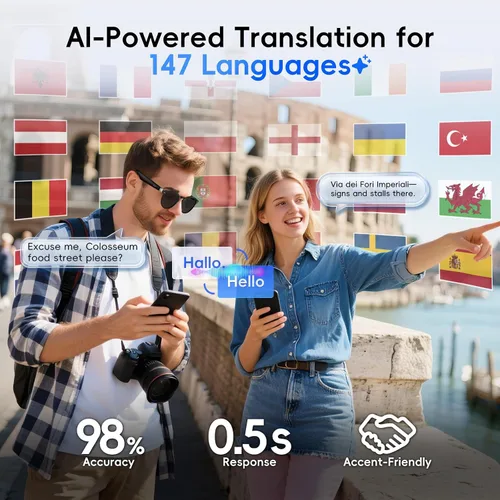 Vista 3 de GetD Lentes de acetato inteligentes AI 2026, gafas de sol Bluetooth con ChatGPT y traductor en tiempo real de 145 idiomas, lente polarizada