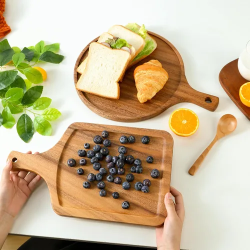 Vista 6 de Tabla de quesos de madera prémium con mango cuadrado de 15 pulgadas, tabla de cortar de madera de nogal 100% natural, accesorio de cocina duradero