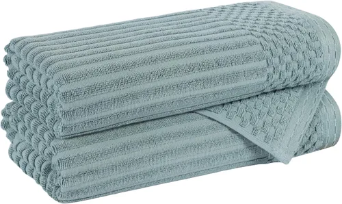 Vista 144 de Superior Juego de 6 toallas de algodón sólido y acanalado, toallas de cara de 13 x 13 pulgadas, toallas de mano de 16 x 28 pulgadas, toallas de baño