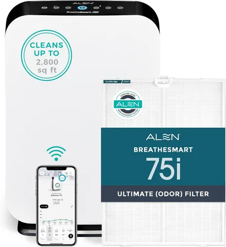 Vista 12 de Alen Purificador de aire BreatheSmart 75i HEPA con filtro Fresh + carbón para habitaciones grandes de hasta 2800 pies cuadrados - para sala de estar