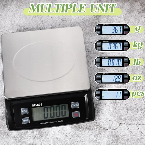 Vista 4 de Báscula de cocina digital grande de 66 libras, 66.1 lbs, báscula de pan comercial de acero inoxidable con pantalla LCD, dispositivos de pesaje Negro