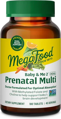 Vista 10 de MegaFood Baby & Me 2 Prenatal Multi Minis - Vitaminas prenatales para mujeres con colina y ácido fólico metílico - Sin gluten, vegetariano