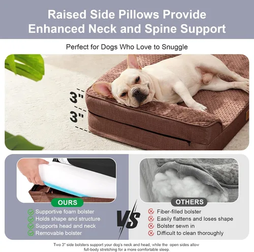Vista 5 de Cama ortopédica para perros pequeños y medianos, cama de espuma viscoelástica para mascotas con funda extraíble lavable, parte inferior