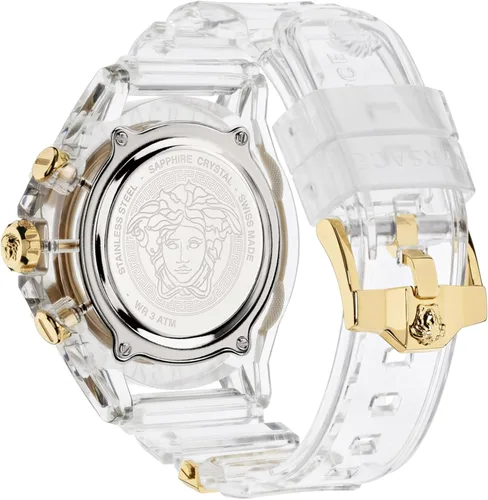 Vista 3 de Versace Reloj de moda transparente para hombre con correa de 1.732in