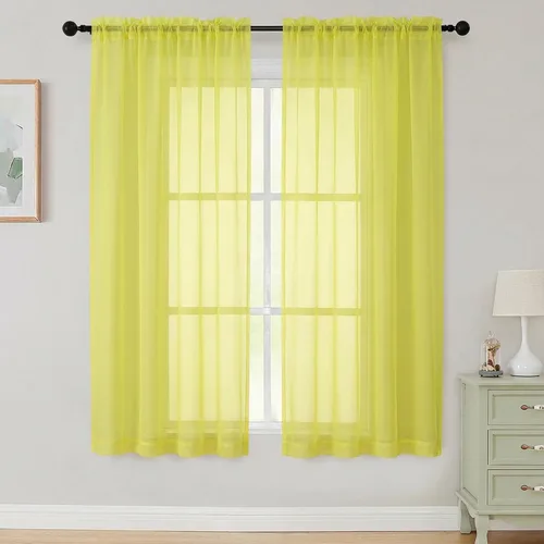 Vista 150 de 2 paneles de cortinas traslúcidas blancas para dormitorio, sala de estar, 96 pulgadas de largo, modernas, suaves, ligeras, con bolsillo para barra