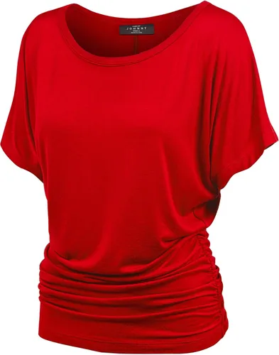 Vista 17 de Made By Johnny Camiseta de manga corta Dolman con cuello barco y dobladillo curvado para mujer, ajuste holgado Wt1037_aqua