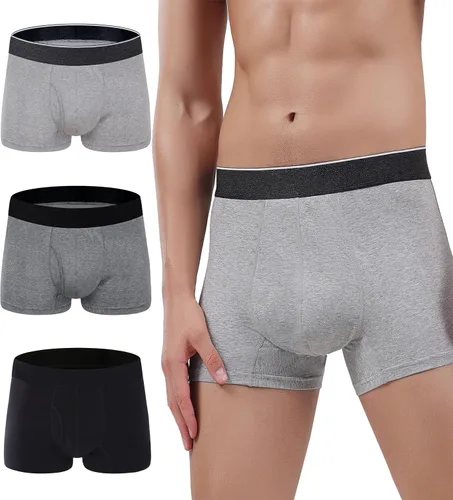 Vista 11 de AIRCUTE Calzoncillos tipo bóxer absorbentes para hombre, para incontinencia de orina, con apertura frontal a prueba de fugas, paquete de 3