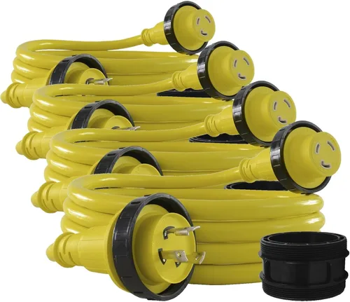 Vista 4 de Conntek 17105-012RE 30Amp Marine Shore Cordset amarillo, 12 pies
