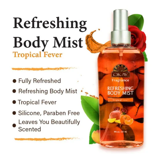 Vista 3 de OKAY ESENCIA DE FIEBRE TROPICAL REFRESCANTE BODY MIST 8oz / 8.0 fl oz