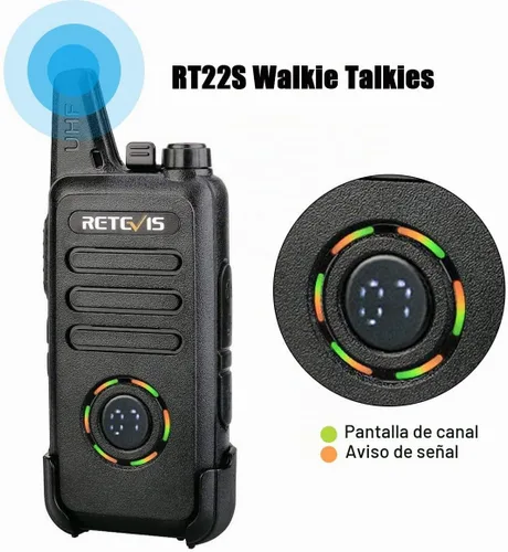 Vista 3 de Retevis RT22S Walkie Talkies recargables, pequeños walkie talkies para adultos, pantalla de señal de canal de alarma VOX, radios bidireccionales