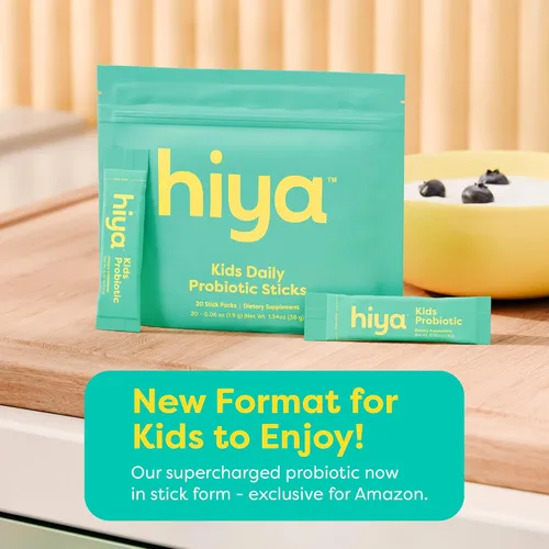 Vista 5 de HIYA - Probiótico diario para niños para apoyo intestinal e inmunológico, 20 barras