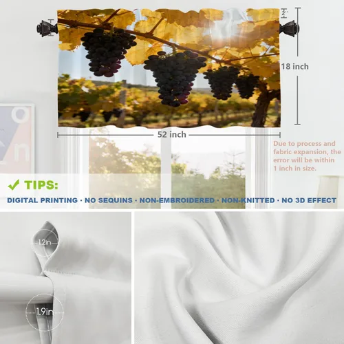 Vista 225 de Shrahala Orange Autumn Autumn Blackout Curtain Tiers, Fall Kitchen Valance Light Blocking Tier Drapes with Rod Pocket, 2 Pack 26 X 24 in