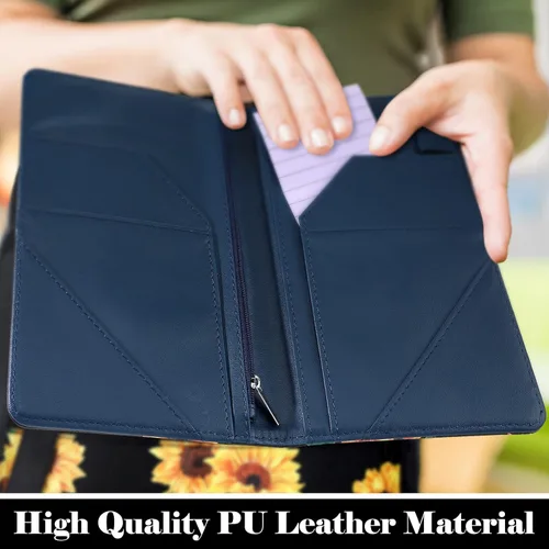 Vista 6 de Jetec 2 Pcs Waist Apron with 6 Pockets and Leather Server Book for Waitress Patterned Server Half Apron with Zipper for Women