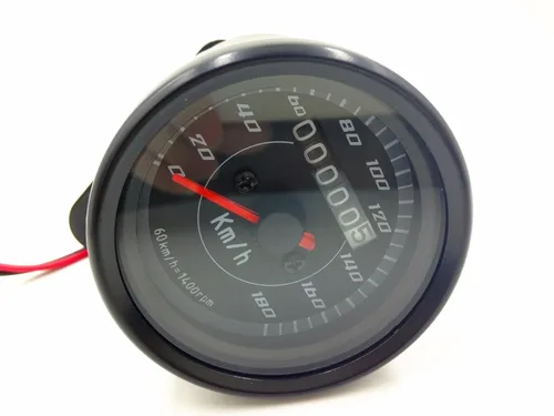 Vista 3 de Negro Universal LED motocicleta odómetro KMH Velocímetro Calibre Cafe Racer Old School VT