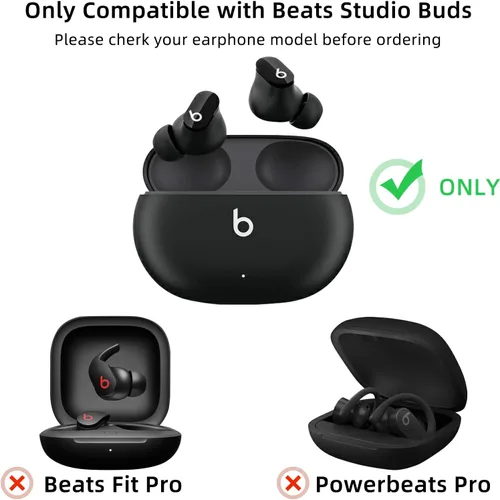 Vista 4 de Compatible con Beats Studio Buds 2021, funda de silicona suave con patrón de corazón dorado para Beats Studio Buds con bonito llavero de mariposa