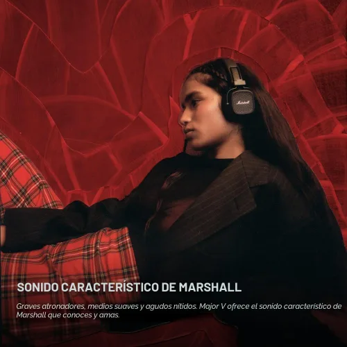 Vista 2 de Marshall Major V - Auriculares inalámbricos con Bluetooth para llevar en la oreja - Negro