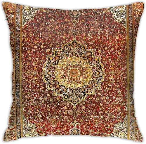 Vista 8 de Alfombra de seda persa antigua con estampado de 11 fundas de almohada de terciopelo suave, funda de cojín decorativa para decoración del hogar, sala