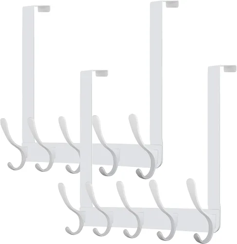 Vista 10 de WEBI Ganchos para colgar sobre la puerta, colgador de puerta, toallero sobre la puerta, perchero, toallero para abrigos, ropa, baño, color negro