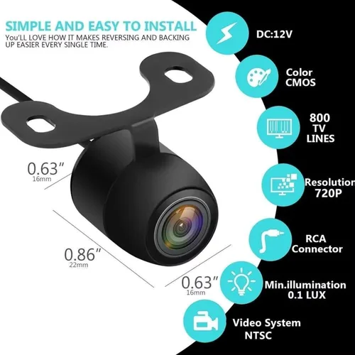 Vista 6 de Car Reverse Camera 7" Rear View Monitor Mirror Wireless Reverse Backup Camera Kit Replacement for Car Truck Van Car Rear Camera(Wireless Kit)(Camera