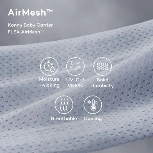 Vista 5 de Konny Portabebés Flex AirMesh con Soporte para la Cabeza - Ajustable, Fácil de Usar, Fular Portabebés Transpirable de Manos Libres, Perfecto