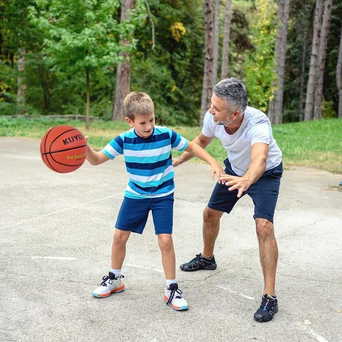 Vista 7 de KUYOTQ Kids Toddler Youth Adult Size 3/4/5/6/7 Basketball 22/25.5/27.5/28.5/29.5" Thickened Rubber or Faux Leather Indoor Outdoor Basketball for
