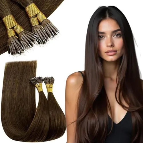 Vista 58 de RUNATURE Extensiones de cabello humano con punta en U, color marrón ceniza a rubio platino