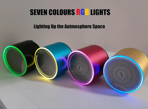 Vista 3 de Altavoz Bluetooth portátil con anillo de luz LED, diseño inalámbrico compacto (negro)