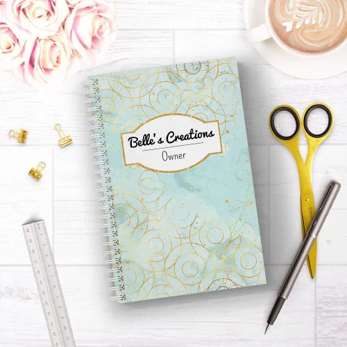 Vista 5 de Golden Waters Cuaderno personalizado con tapa blanda laminada, 120 páginas del papel seleccionado, coloque espiral plana de alambre. Tamaño: 5.5" x