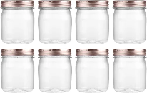 Vista 15 de Novelinks - Tarros de plástico de 8 onzas y tarros de plástico transparente con tapas, 8 onzas 8 Pack, Black, Plastic Containers with Lids, Small