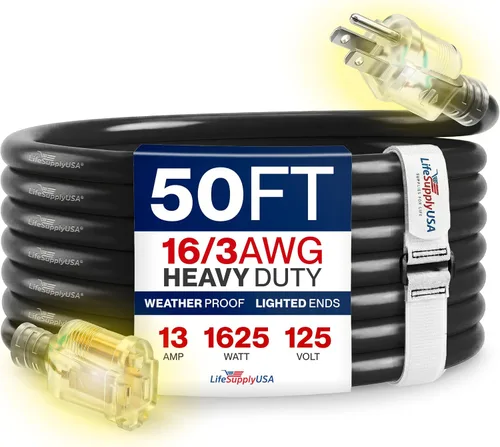 Vista 41 de Cable de extensión SJT de 12/3 300 V con luz LED para uso en interiores y exteriores con enchufe con iluminación LED Amarillo