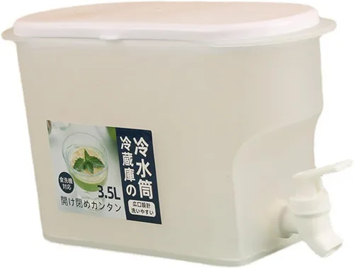 Vista 7 de Dispensador de bebidas de plástico, refrigerador de conservación sellada de PP de 3.5 L, recipiente de té de limonada de leche helada, hervidor