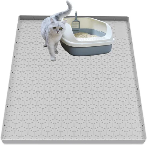 Vista 18 de Alfombra para Arena de Gatos, Alfombra de Silicona Grande para Caja de Arena - 28 x 22 pulgadas, Impermeable y Antideslizante, Duradero y Fácil