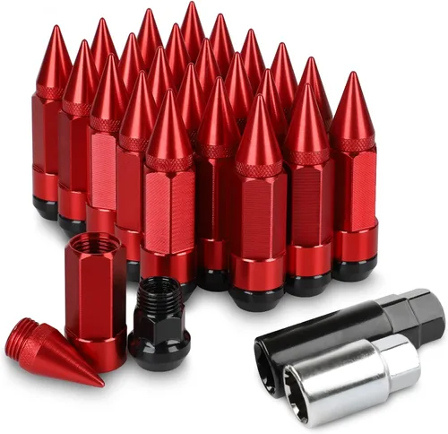 Vista 10 de 24 Piezas Picos Antirrobo Extendidos Sintonizador Rueda/Llantas Tuerca de Orejeta M14X1.5+Llave de Vaso (Negro)