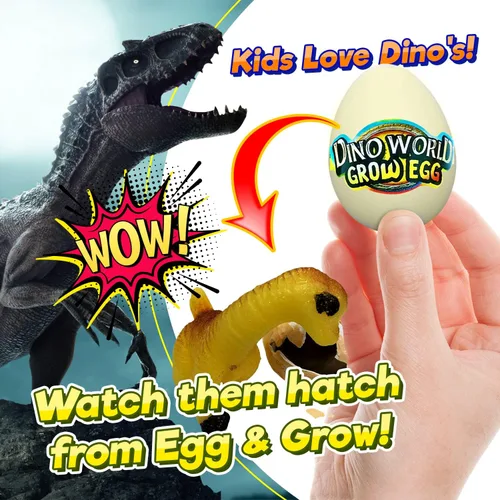 Vista 2 de JA-RU Dino World - Huevos de dinosaurio para eclosionar, juguetes de cultivo de agua para niños (1 huevo) huevo sorpresa de dinosaurio. Juguetes