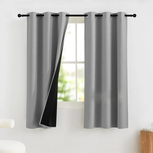 Vista 52 de NICETOWN Cortinas 100% Opacas Cortas de 36 Pulgadas de Largo para Dormitorio, Privacidad Aislamiento Térmico con Ojales Cortinas de Ventana