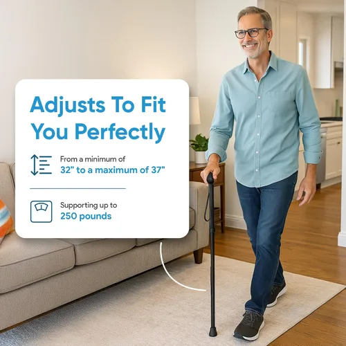 Vista 5 de Mars Wellness Bastón plegable – Bastón ajustable para mujeres y hombres – Bastón plegable para personas mayores, viajes y estabilidad – Ayuda