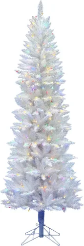 Vista 10 de Vickerman Unlit árbol de navidad artificial de pluma de abeto delgado, con destello, Sintético, Sin iluminar, 30