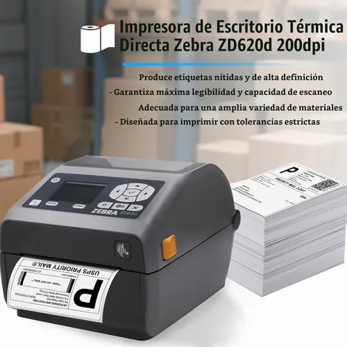 Vista 2 de Zebra ZD620d - Impresora térmica directa de escritorio con pantalla LCD de 203 ppp, ancho de impresión 4 pulgadas, WiFi, Bluetooth, USB, serial