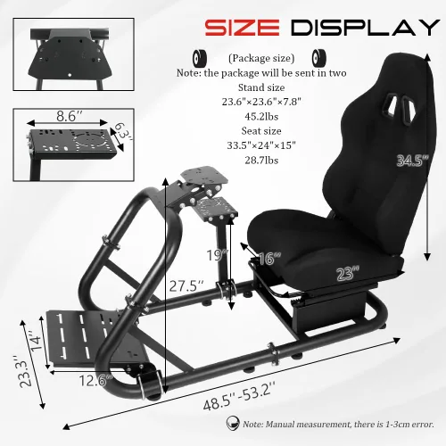 Vista 3 de Racing Simulator Cockpit with Black Racing Seat fit for Logitech G29 G27 G920 G923, Thrustmaster T300, Fanatec, Moza, Racing Wheel Stand Sim