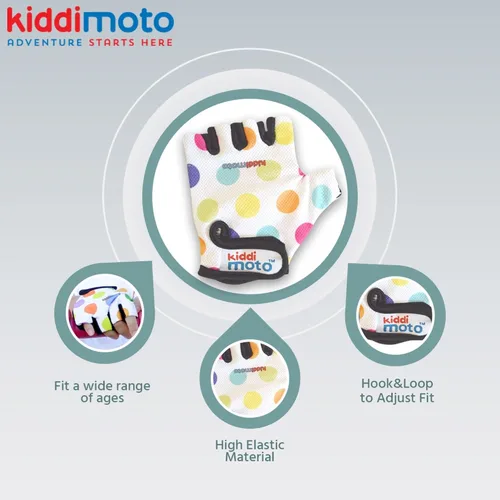 Vista 4 de Kiddimoto Guantes de bicicleta antideslizantes para niños y niñas, guantes de ciclismo sin dedos para niños de 2 a 8 años, guantes de ciclismo sin