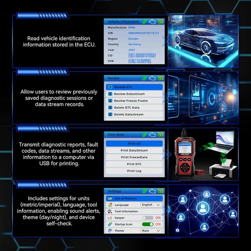 Vista 3 de KONNWEI Herramienta de diagnóstico del escáner OBD2 KW330, lector de código del motor con prueba de voltaje de la batería, corriente de datos