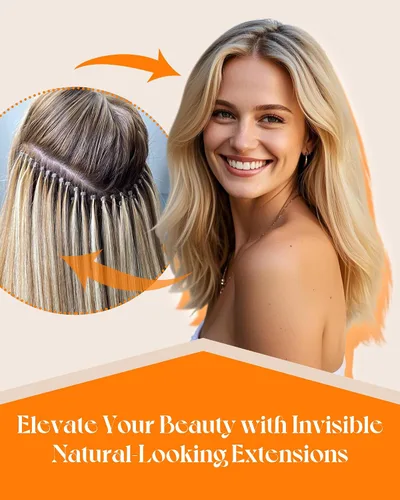 Vista 7 de Sunny I Tip - Extensiones de cabello humano con punta en I 80S, extensiones de cabello humano negro azabache, extensiones de cabello humano