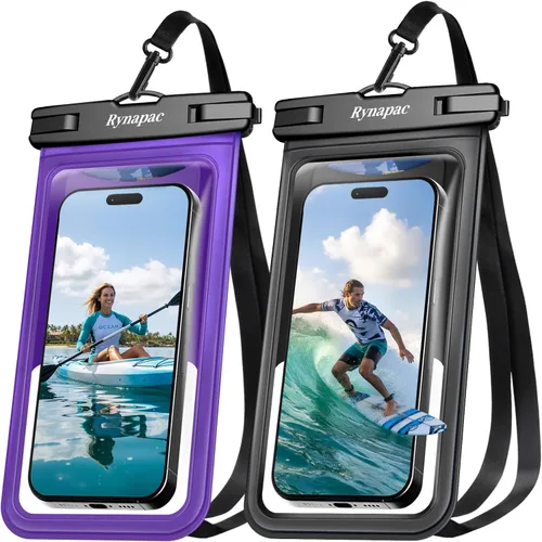Vista 17 de Rynapac Funda impermeable para teléfono [hasta 8.5 pulgadas], paquete de 2, funda impermeable IPX8 con cordón para iPhone 17, 16, 15 Pro Max