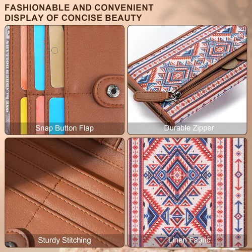 Vista 5 de MEITRUE Cartera de cuero delgada ultra delgada para mujer, con bloqueo RFID, tarjetero de crédito, plegable, largo, billetera, para mujer