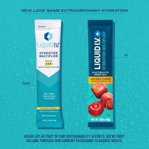 Vista 4 de Liquid I.V.® Hydration Multiplier® - Golden Cherry - Paquetes de polvo de hidratación Mezcla de bebida en polvo de electrolitos Prácticos