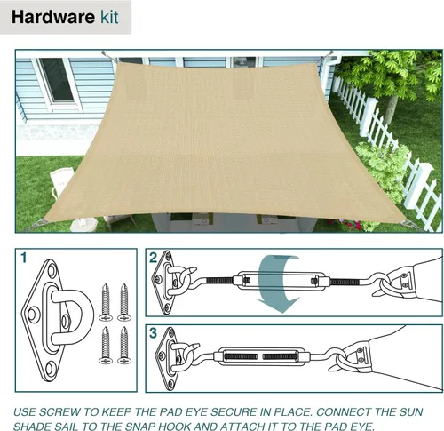 Vista 3 de ECOOPTS Kit de accesorios para toldo con tensores de 6 pulgadas para instalación de toldo rectangular