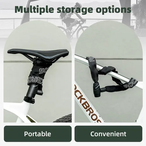 Vista 4 de Candado de cadena para bicicleta ROCKBROS, resistente antirrobo, de 3 pies de largo, 5mm de grosor, candado para bicicleta con juego de llaves, a