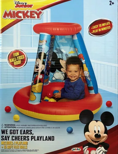 Vista 3 de Mickey Mouse Pozo de pelotas para niños, 1 inflable y 15 bolas blandas y flexibles