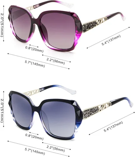 Vista 6 de LECKIRUT - Lentes de sol de gran tamaño para mujer, lentes de sol clásicos y a la moda con protección UV polarizada