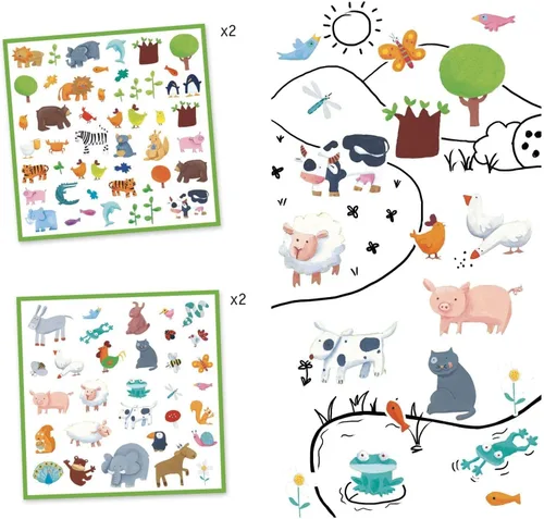 Vista 3 de Djeco Pegatinas de animales (160 piezas)